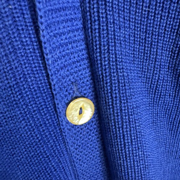 Vintage 1960s Royal Blue Shawl Collar Cardigan Yellow Trim Men M Curling Preppy - Picture 3 of 7